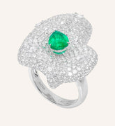 Superior Emerald Full Diamond Pave Platinum 950 Ring
