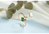 Japan Akoya Pearl & Tsavorite Ring in 18K Yellow Gold
