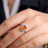 3.3ct Fanta Garnet Diamond Ring - 18K White Gold