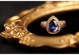 2.5ct Blue Tanzanite Pear Cut Ring - 18K Two Tone Gold