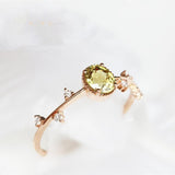 1.2ct Oval Mali Garnet & Diamond Cluster Ring in 18K Yellow Gold