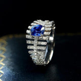 Cornflower Blue Sapphire Ring - 18K White Gold with Micro-Pavé Diamonds