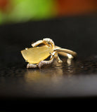 Yellow Jade & White Diamond 18K Yellow Gold Ring