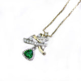 Plant Inspired Tsavorite & Diamond Necklace in 18K Two-Tone Gold