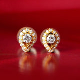 Pear Shape White Diamond Earrings in 18K Yellow Gold