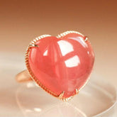 15ct Rhodochrosite Heart Shape 18K Gold Ring