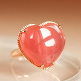 15ct Rhodochrosite Heart Shape 18K Gold Ring
