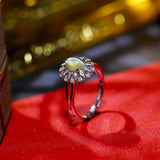 1.3ct Chrysoberyl Cat's Eye Gemstone Diamond Ring in 18K White Gold