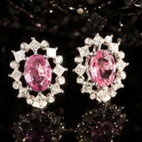 Pink Sapphire 18K White Gold Studs Earrings with Diamonds