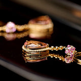 Pink Morganite Teardrop Hoop Earrings in 18K Yellow Gold