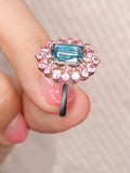 Cluster Blue Tourmaline Sapphire 18K White Gold Ring