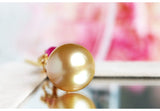 11mm Golden South Sea Pearl 18K Necklace with Pink Ruby