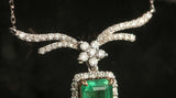 Huge Emerald & Diamond Necklace in 18K White Gold