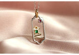 Emerald & Ruby Diamond Necklace in 18K Gold