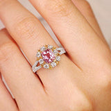 1.25ct Pink Sapphire Cushion Cut & Diamond Ring - 18K White Gold