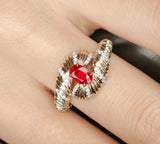 Eye of Providence Ruby Ring in 18K Gold Italian Engraved Ring