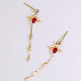 Symbol Shape Ruby & Sapphire Earrings in 18K Yellow Gold