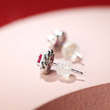 Ruby & Diamond Earrings in 18K White Gold