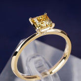 Fancy Yellow Diamonds Princess-Cut Ring in 18K Yellow Gold