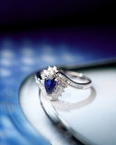 Vivid Blue Sapphire 18K Engagement Ring with Diamonds