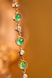 Emerald Cabochon Cut & Diamond Bracelet in 18K Gold