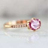1ct Hot Pink Sapphire Ove Cut 18K Yellow Gold Ring