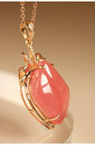 16.5ct Rhodochrosite 18K Yellow Gold Pendant with Diamonds