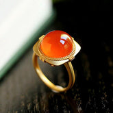 Maitreya Design Southern Red Agate Cabochon Ring - 18K Yellow Gold