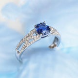 1.5ct Blue Sapphire & Diamonds Ring in 18K White Gold