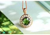 2.67ct Green Tourmaline & Diamond Pendant - 18K Yellow Gold