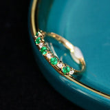 Five Emerald & Diamond Stacking Ring in 18K Yellow Gold