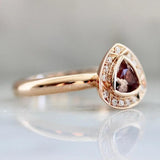 Trillion Cut Peach Sapphire Diamonds 14K Rose Gold Ring