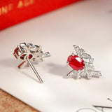 Dazzling Diamond Pigeon Blood Ruby Earrings in Platinum 950