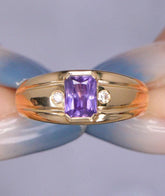 1ct Milky Purple Sapphire 18K Yellow Gold Ring