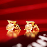 Ruby 18K White Gold Triangle Earrings