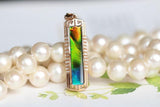 25x5mm Ammolite & Halo Diamond Pendant in 18K Yellow Gold