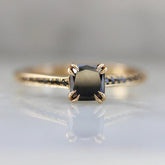 1ct Round Black Diamond Ring - 18K Yellow Gold