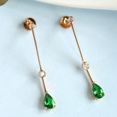 Tsavorite Teardrop Cut Earrings with Diamond in 18K Yellow Gold