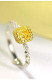 Fancy Yellow Diamonds Ring in 18K Two Tone Gold