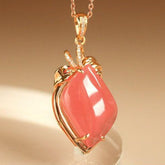 16.5ct Rhodochrosite 18K Yellow Gold Pendant with Diamonds
