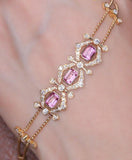 2ct Pink Sapphire & Diamonds Bracelets in 18K Yellow Gold