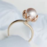 Premium Japan Akoya Pearl Cuff Ring - 18K Yellow Gold