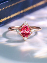Stunning 1ct Pink Red Spinel Cushion Diamond Ring - 18K Rose Gold