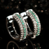 Paraiba Tourmaline with Full Diamond Pave Earrings in 18K White Gold