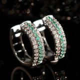 Paraiba Tourmaline with Full Diamond Pave Earrings in 18K White Gold