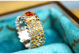 Garnet Diamond 18K Gold Ring - Two Tone Gold Spessartite