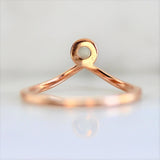 Icy Round Rose Cut Diamond 18K Rose Gold Chevron Ring