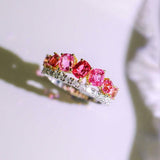 Pink Spinel & Diamond Engagement Ring - 18K Two Tone Gold