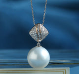 Australia Pearl & Diamonds Necklace in 18K White Gold
