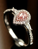 Pink Diamond Pear Shape Ring - 18K White Gold